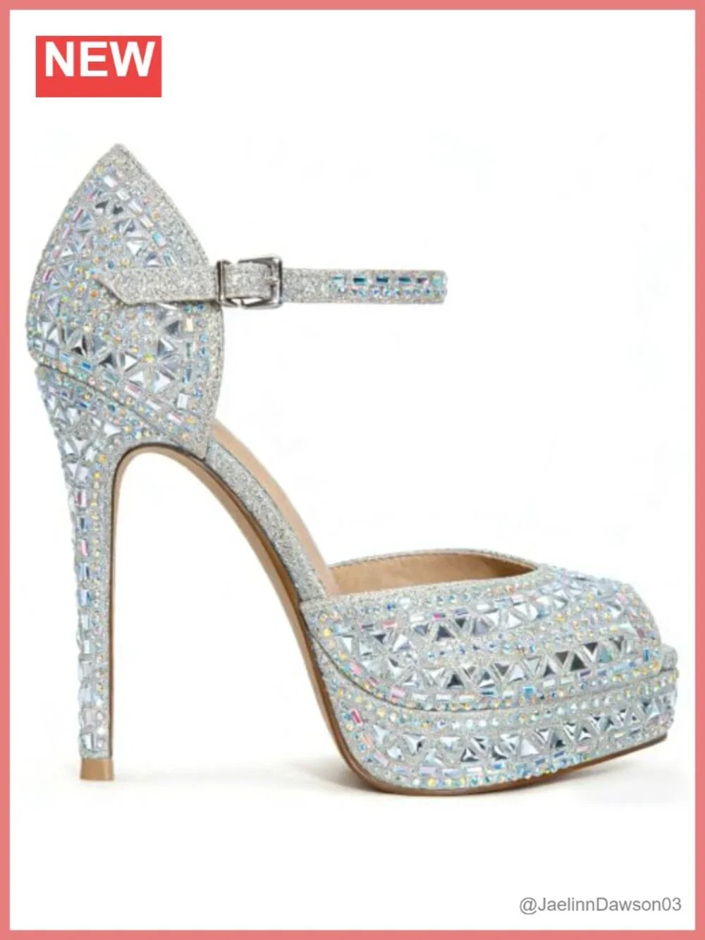 Women's Stiletto Heel Pumps Rhinestone Platform Wedding Party Ankle Strap Peep